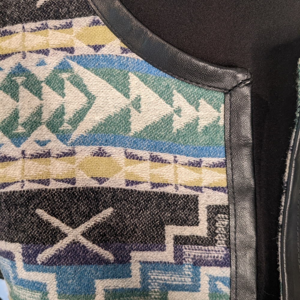 Pendleton Wool Aztec Print Open Front Jacket Small - image 3